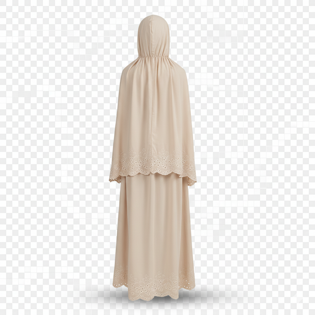Elegant Two-Piece Mukena with Broderie Anglaise Trim - Image 1